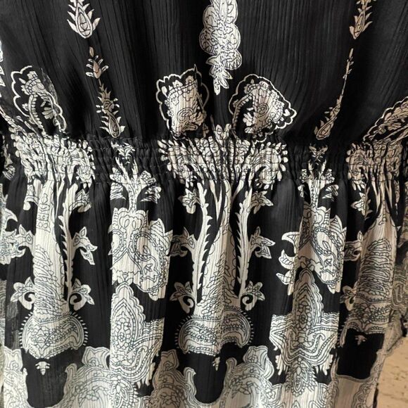 MPH Flowy Blouse Boho Black White Small - Picture 3 of 11